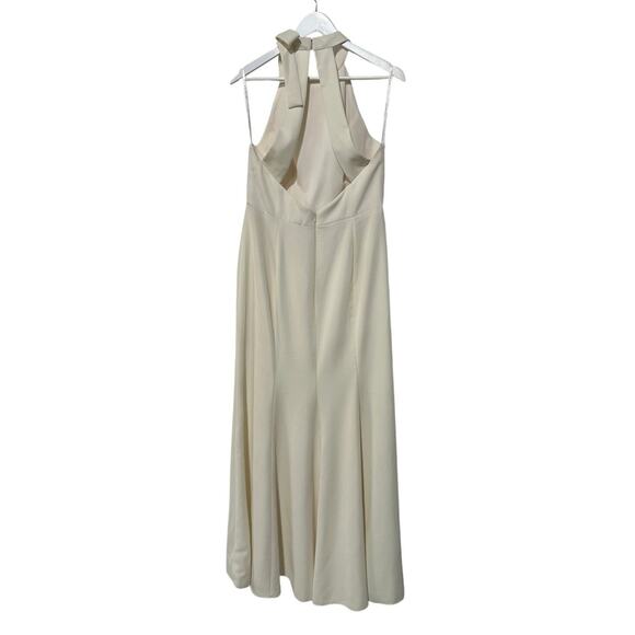 After Six High Neck Halter Backless Bridesmaid Formal Dress Ivory Size 14R 6827 - Picture 4 of 16